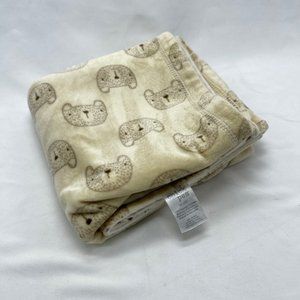Chick Pea Ivory Cream Beige Tan Velour Teddy Bear Brown Baby Blanket
